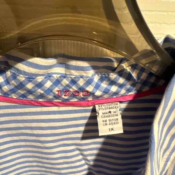 White and Blue Striped Button Down Shirt preppy stripes cotton button down XL - Picture 4 of 9